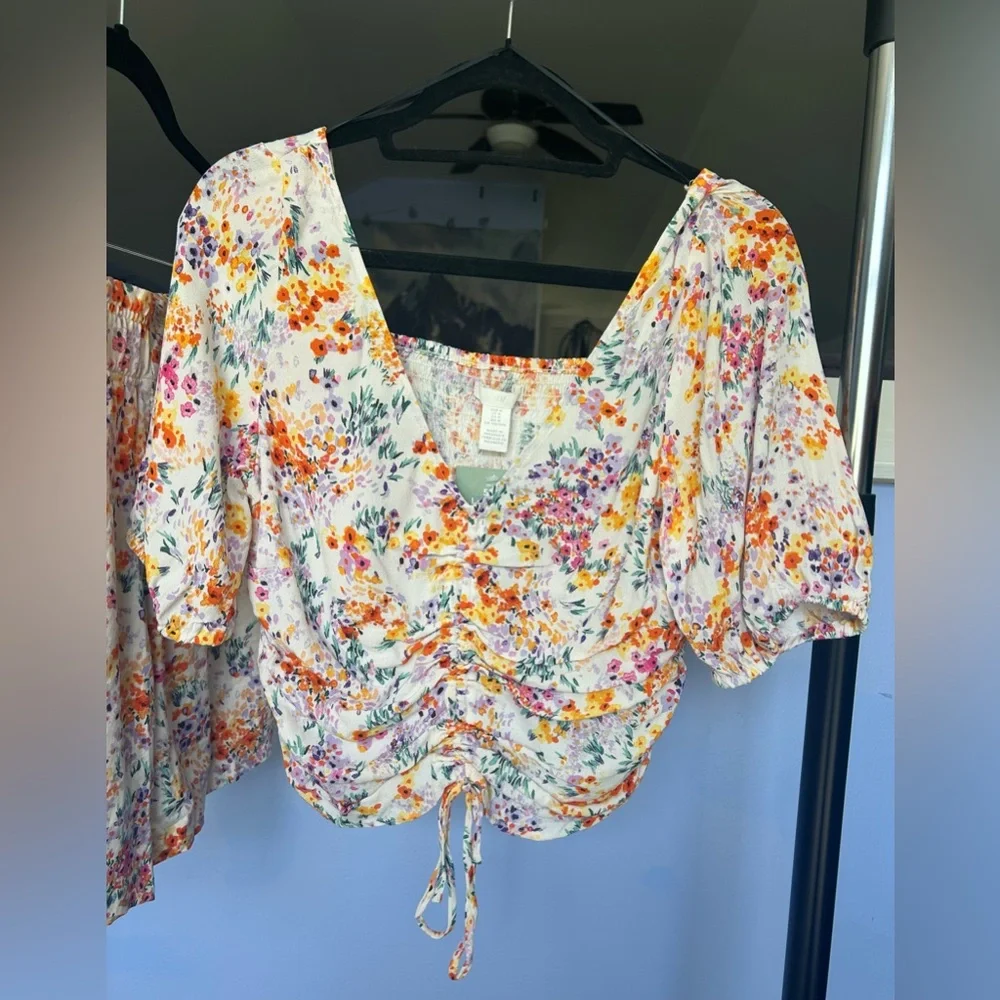 NWT H&M Matching Floral Shorts & Top Set